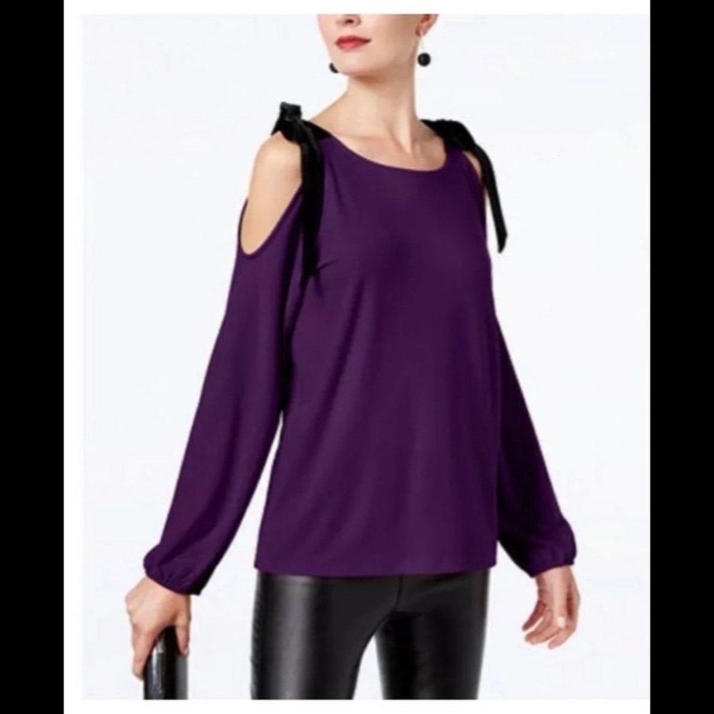 I.N.C International Concept Petite Purple Cold Shoulder Women’s Blouse #F